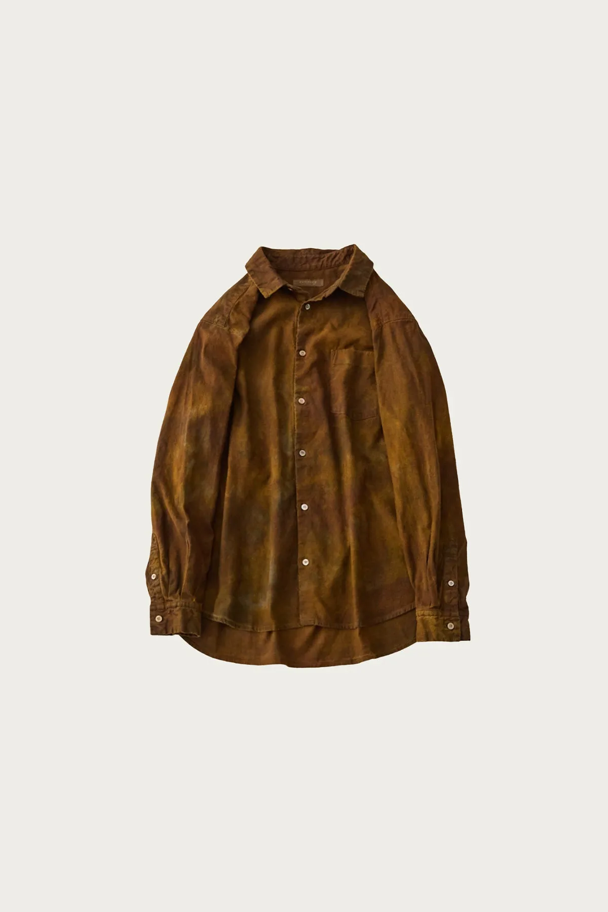 Brushed Uneven Dyed Regular Collar Shirt - Brown sold by Canoe Club