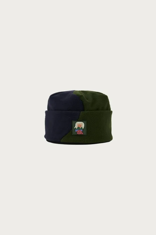 Organic Panel Polar Fleece Beanie - Navy/Olive sold by Canoe Club