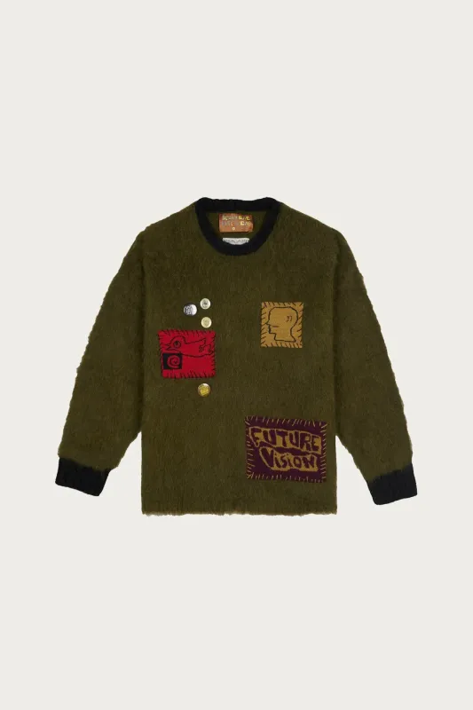Future Vision Boxy Knit Sweater - Olive sold by Canoe Club