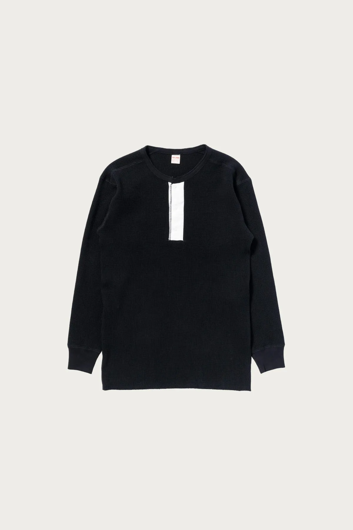 Waffle Thermal Henley Undershirt L/S - Black sold by Canoe Club