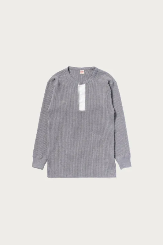 Waffle Thermal Henley Undershirt L/S - Medium Grey sold by Canoe Club