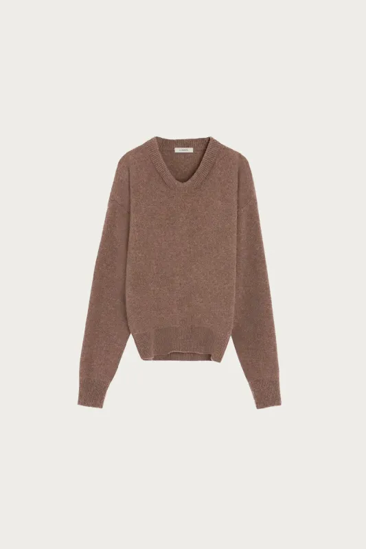 Boxy V Neck Sweater - Hazelnut Melange made by Lemaire