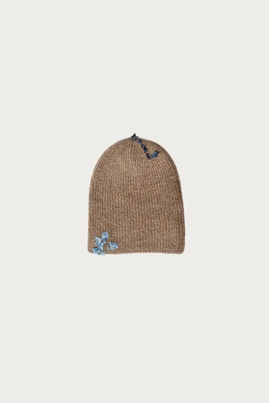 Silk Mohair Sparkle Beanie - Tree Bark made by Cottle