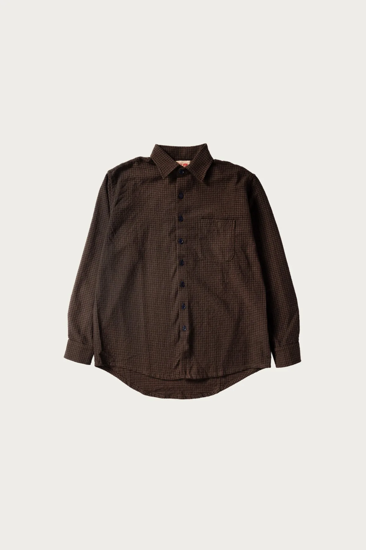 Wooly Gingham One Pocket Shirt - Brown sold by Canoe Club