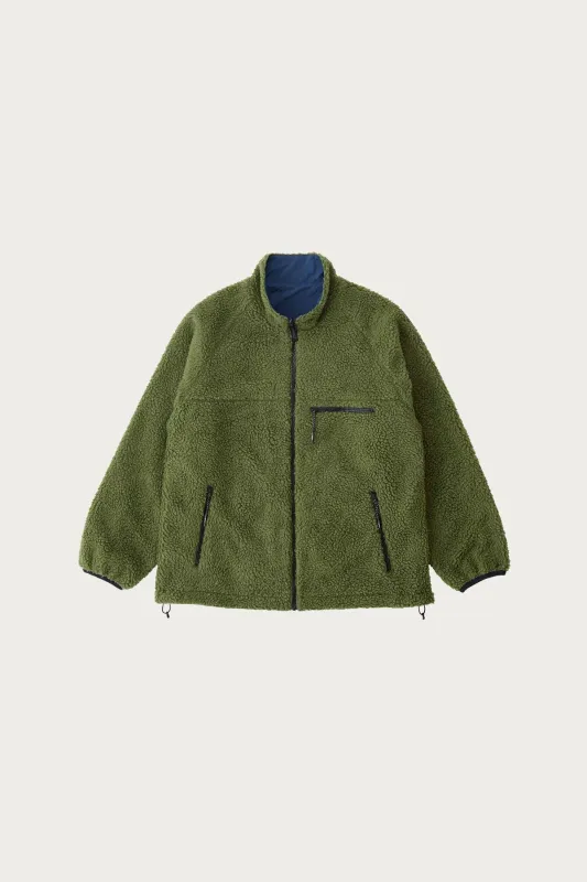Reversible Sherpa Jacket - Olive/Dusty Navy sold by Canoe Club