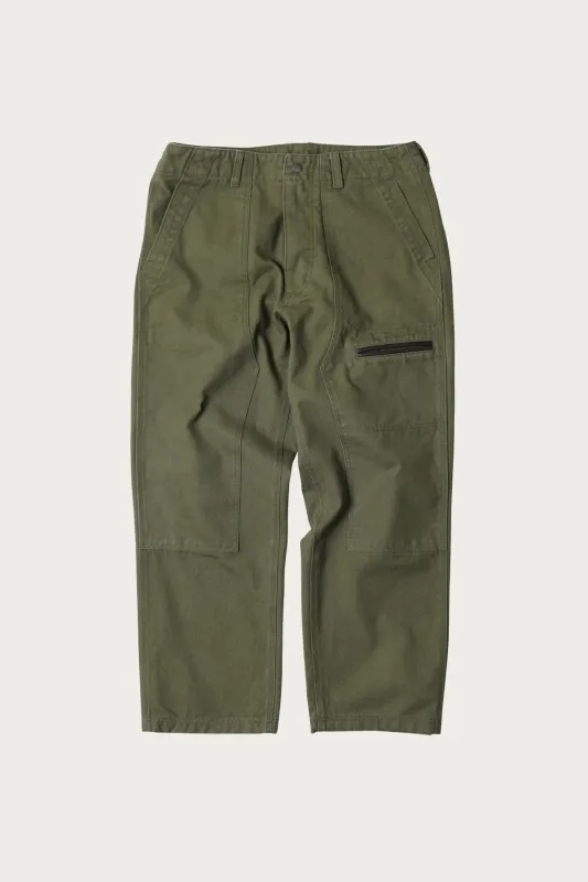 Heavy Canvas Destroyed Double Knee Pants - Olive sold by Canoe Club