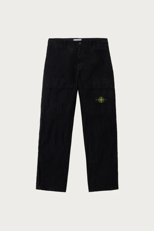 Wrinkled Corduroy Trousers - Black sold by Canoe Club