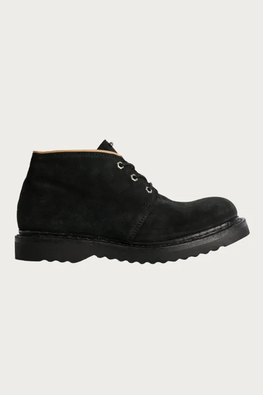 Chukka Boot - Dim Black Velour Suede sold by Canoe Club