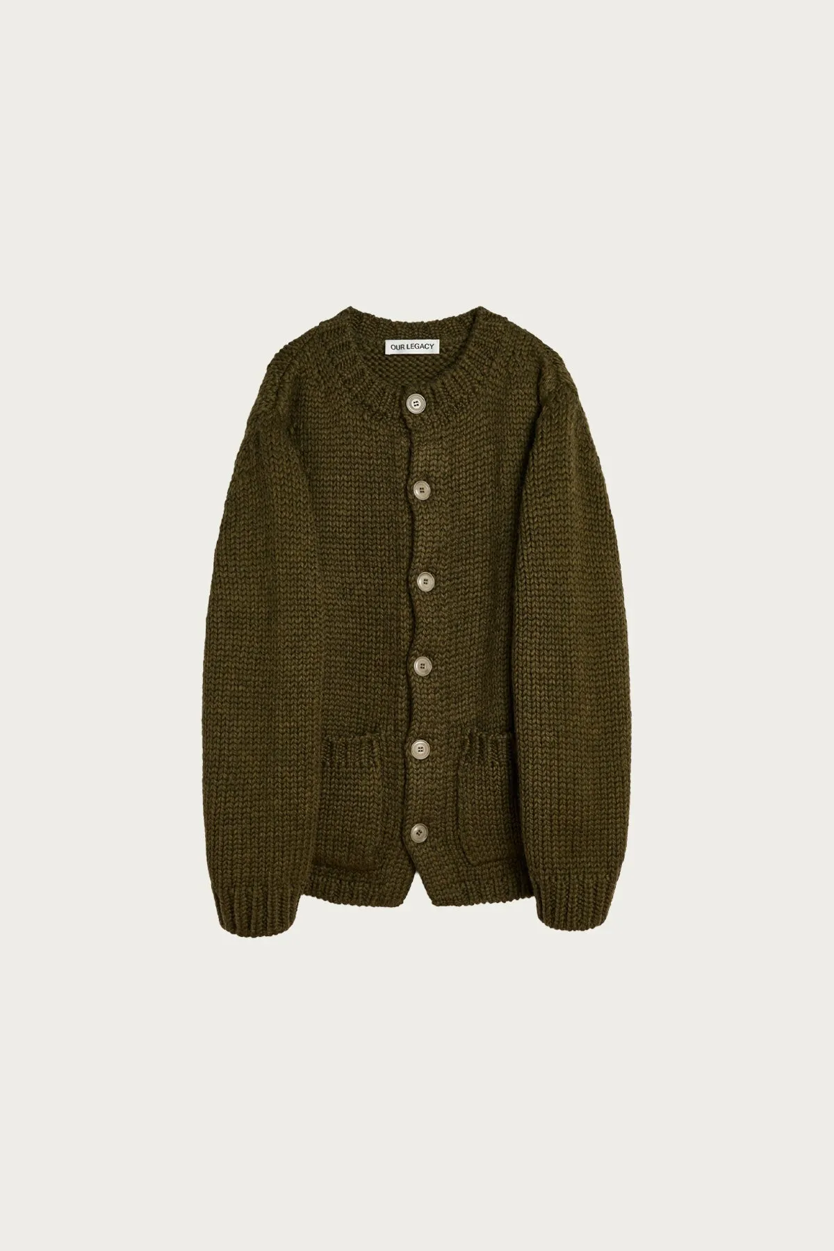 Over Cardigan - Olive Mega Alpaca Wool sold by Canoe Club