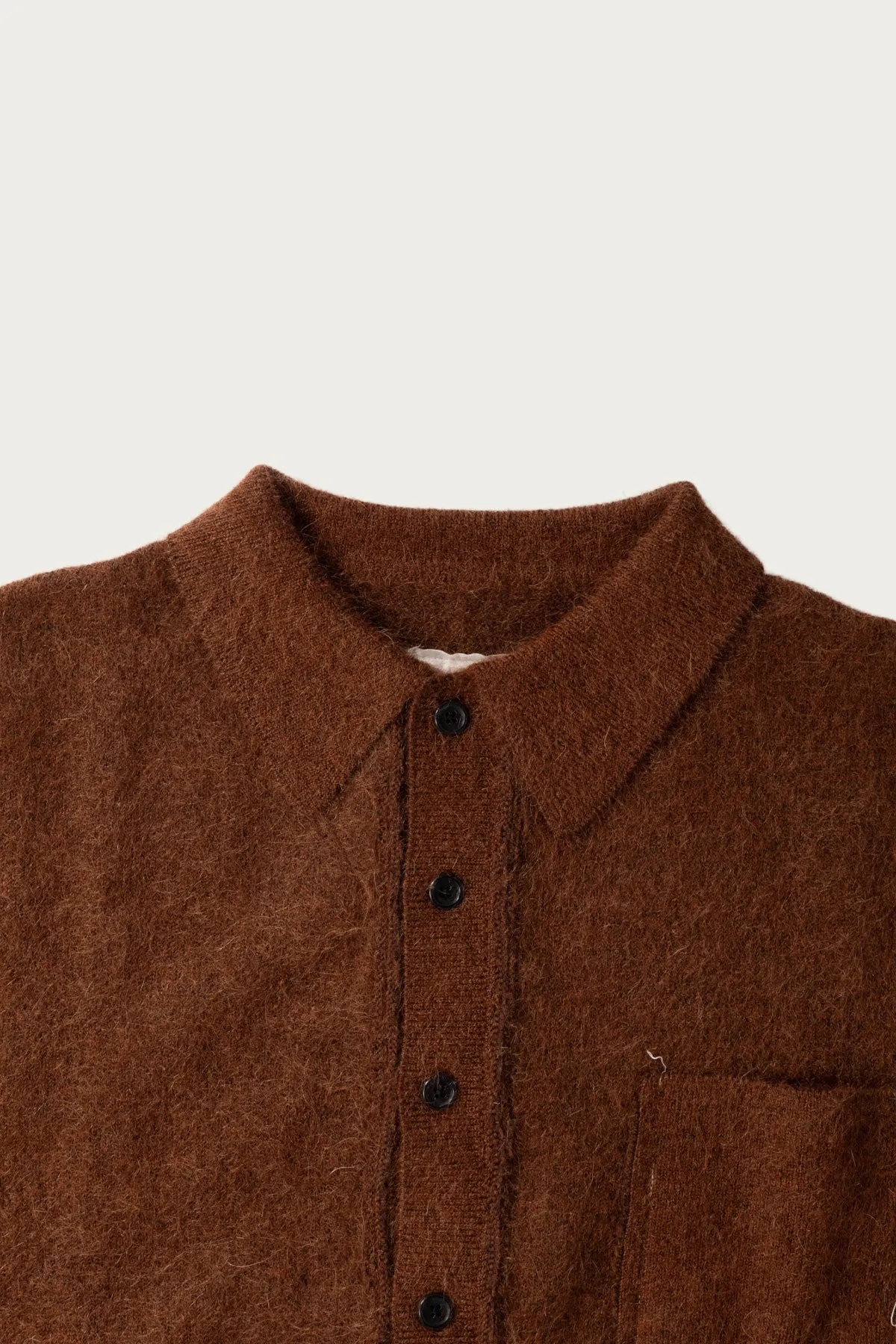 Hairy Cardigan - Brown Mohair Wool sold by Canoe Club product image thumbnail 2