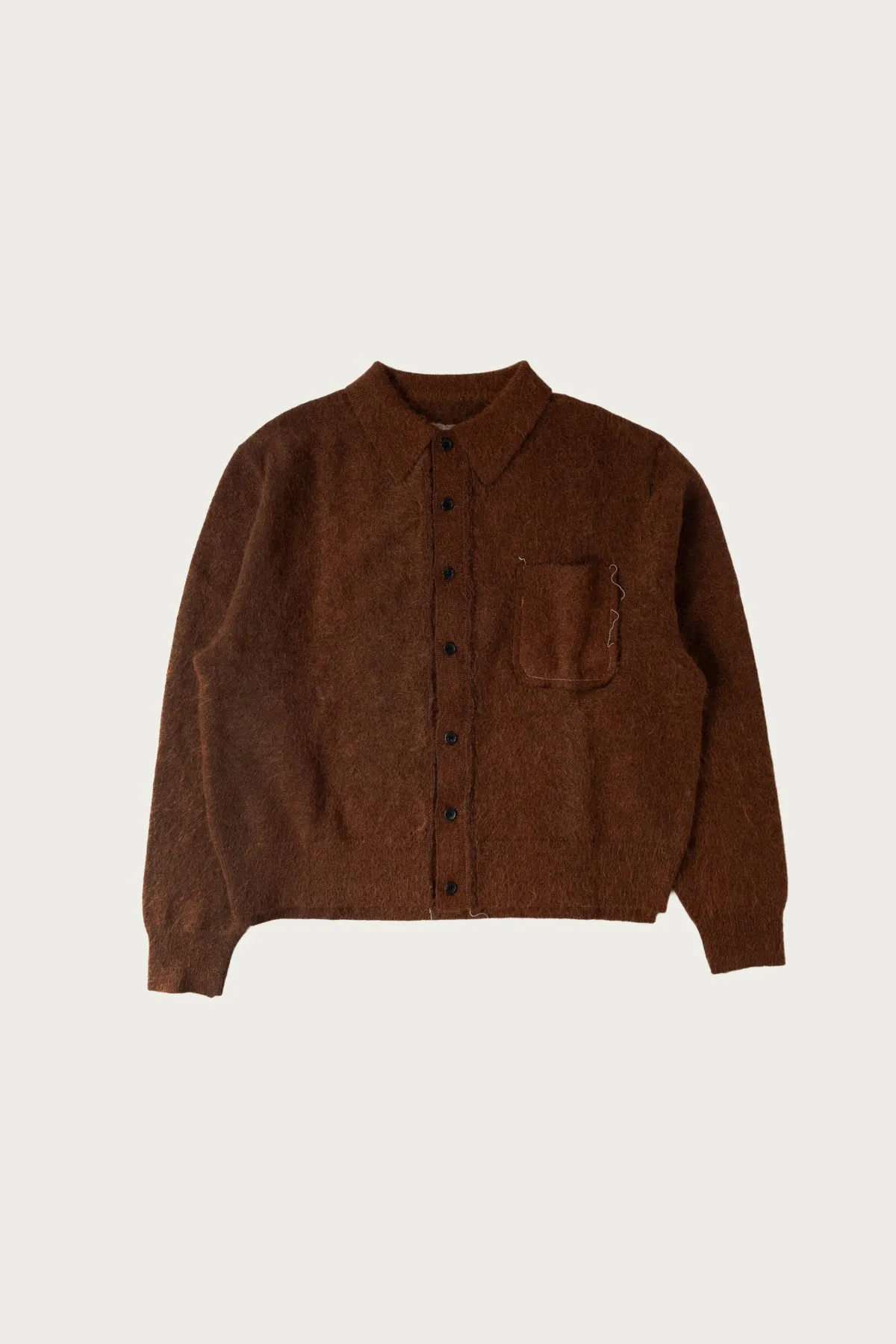 Hairy Cardigan - Brown Mohair Wool sold by Canoe Club