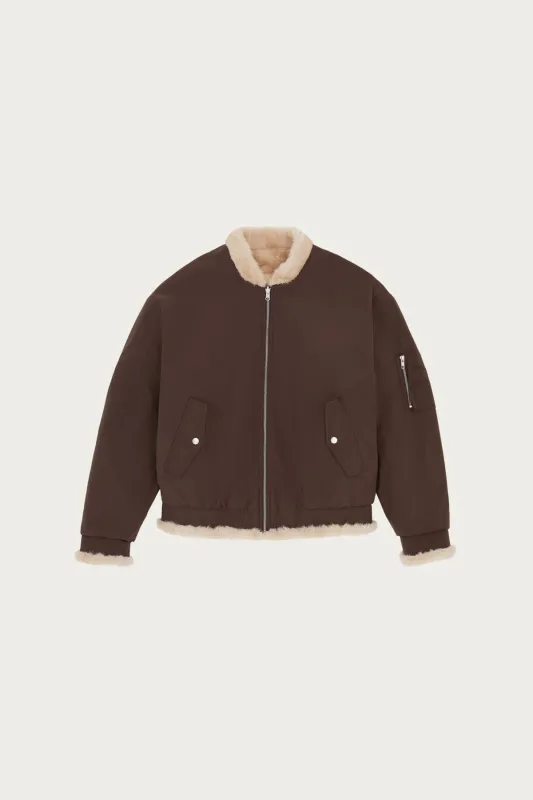 Reversible Faux Fur Bomber Jacket - Brown/Tan made by Maison Margiela