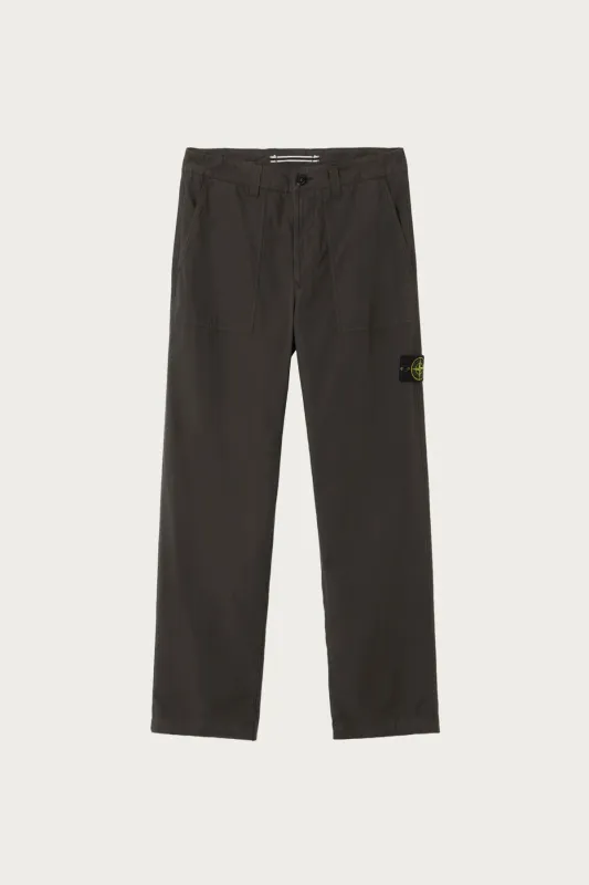 Canvas Weave Cotton Trousers - Lead Grey sold by Canoe Club