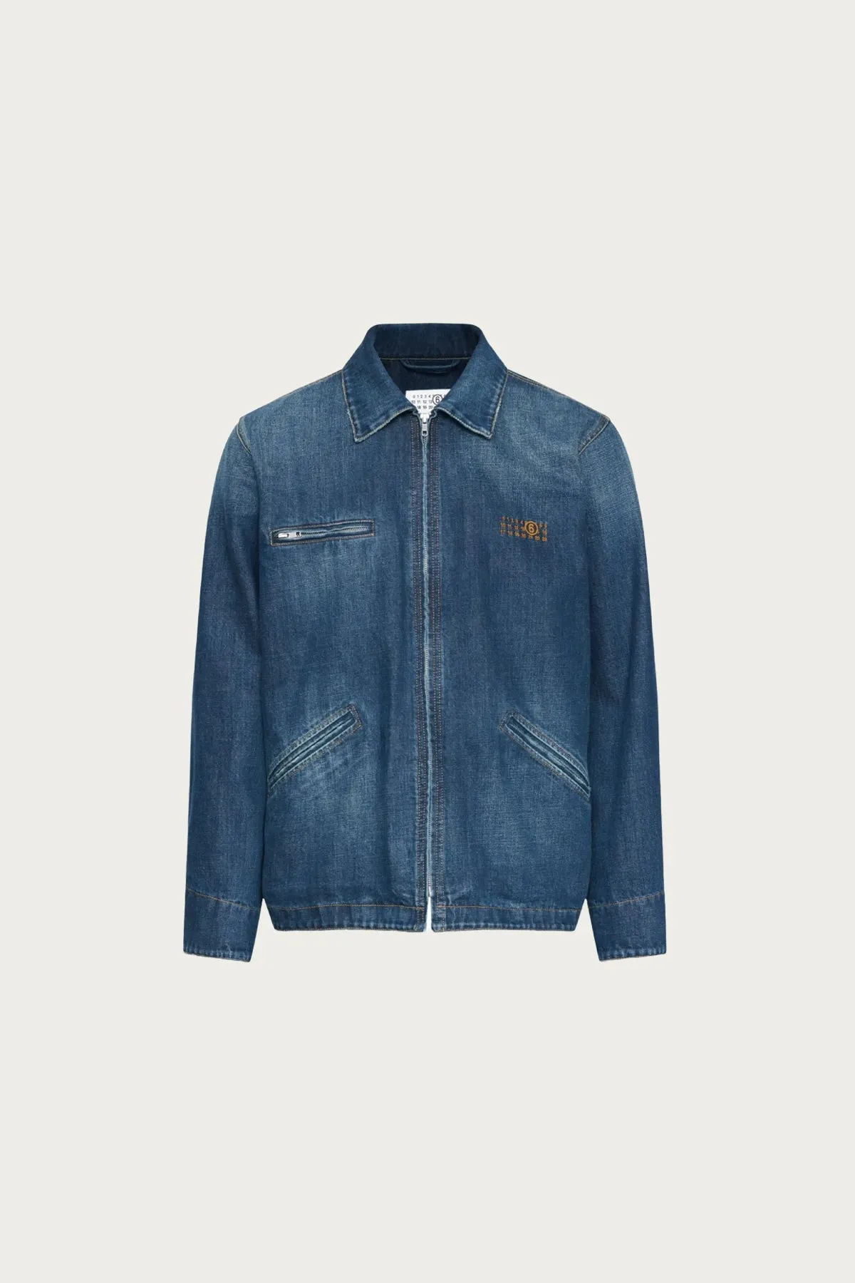 Numerals Zip Up Denim Jacket - Faded Indigo sold by Canoe Club