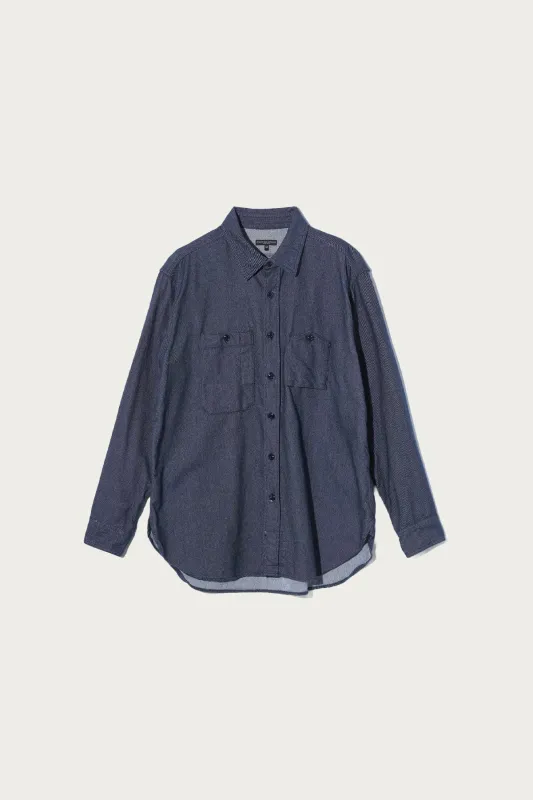 Work Shirt - Indigo Cotton Denim Flannel made by Engineered Garments
