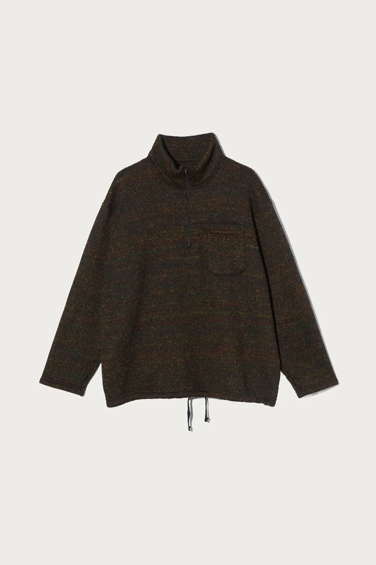 Zip Mock Neck - Brown Wool Poly Nep Sweater Knit sold by Canoe Club
