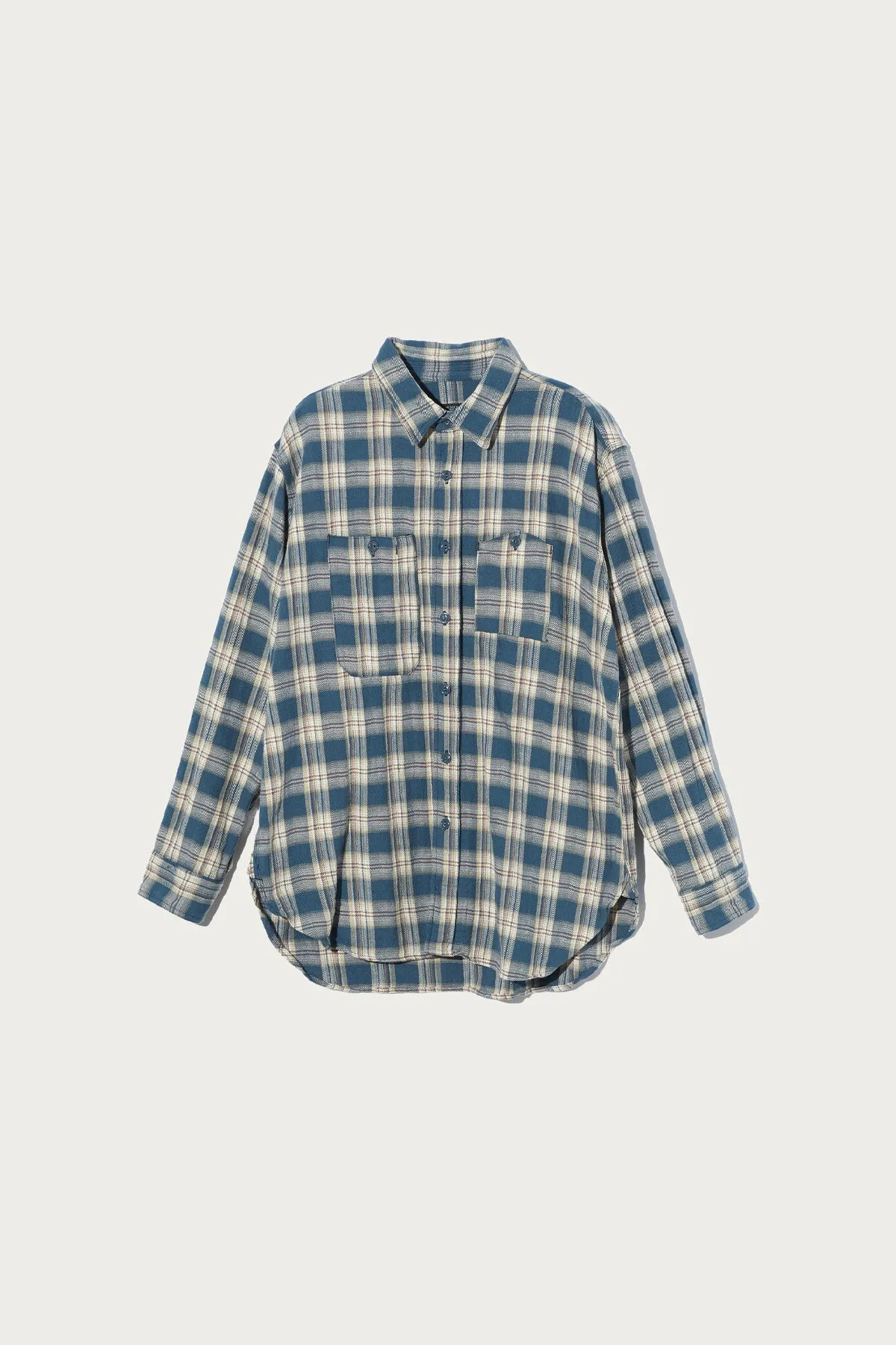 Work Shirt - Navy Cotton Plaid Jacquard sold by Canoe Club