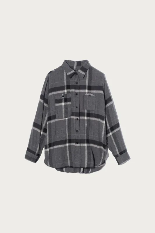 Work Shirt - Grey/Black Cotton Brushed Big Plaid made by Engineered Garments