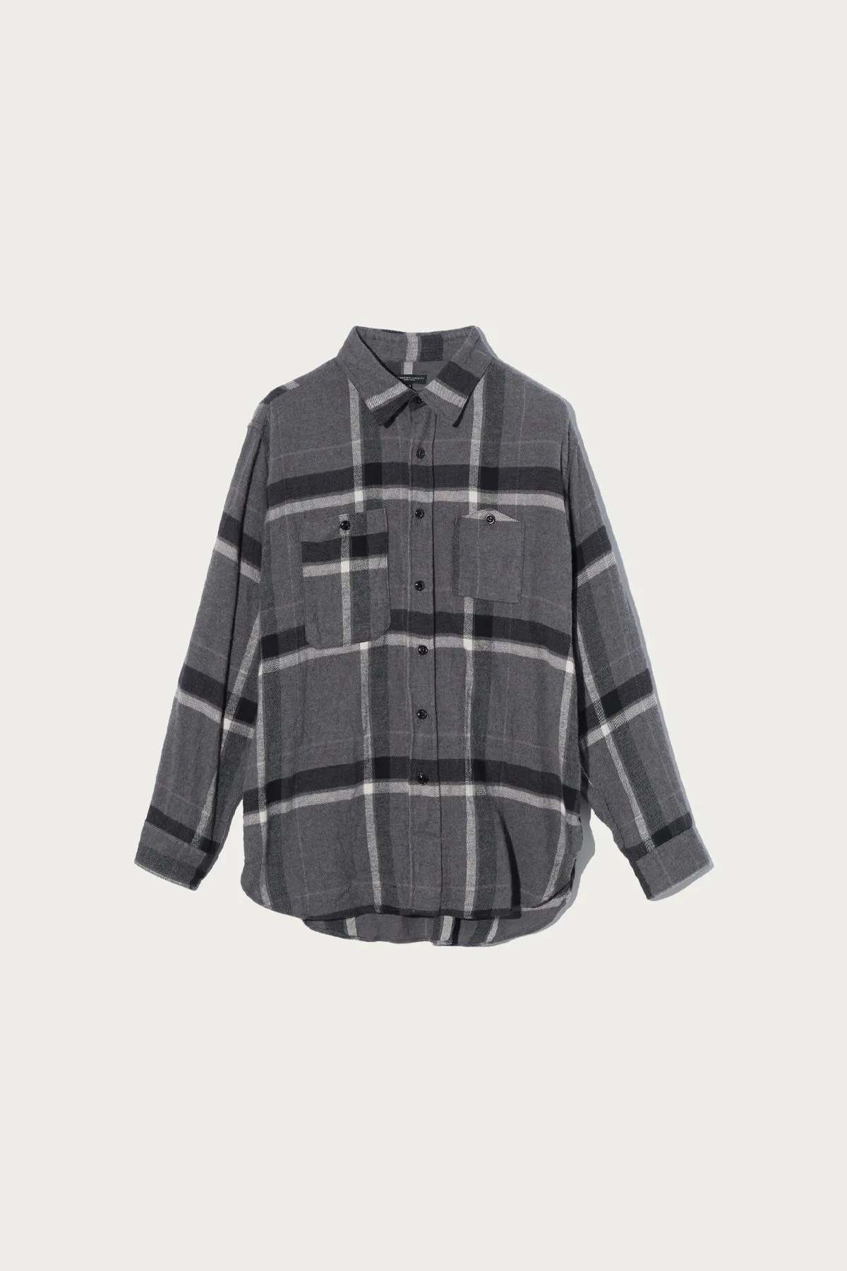 Work Shirt - Grey/Black Cotton Brushed Big Plaid sold by Canoe Club