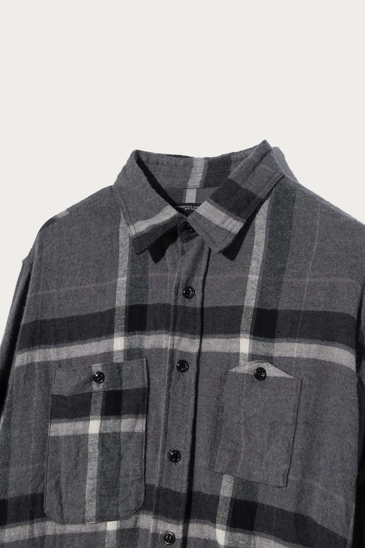 Work Shirt - Grey/Black Cotton Brushed Big Plaid sold by Canoe Club product image thumbnail 3