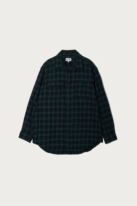 Utility Shirt - Hunter Green Cotton Twill Plaid sold by Canoe Club