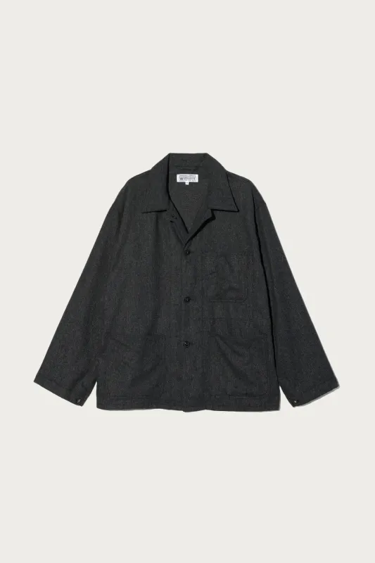 Utility Jacket - Charcoal Worsted Wool Flannel sold by Canoe Club