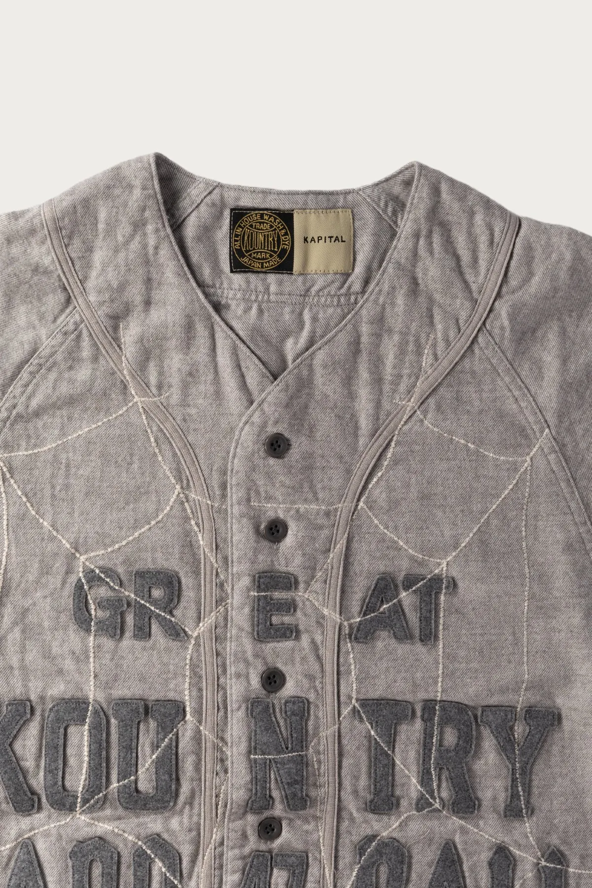 Cotton Wool GREAT KOUNTRY Baseball Shirt (KOUNTRY DREAM CATCH Remake) - Light Grey sold by Canoe Club product image thumbnail 2