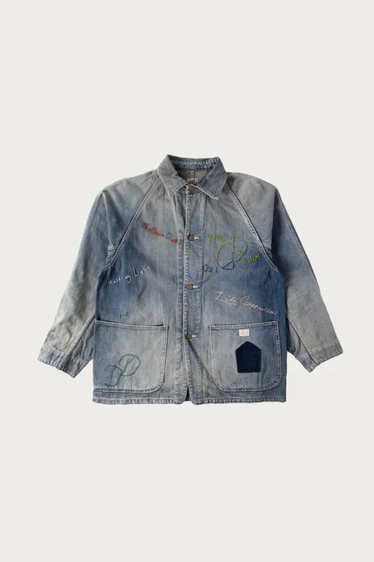 12oz Denim CACTUS Coverall (Memorial Embroidery Model) - Indigo made by Canoe Club