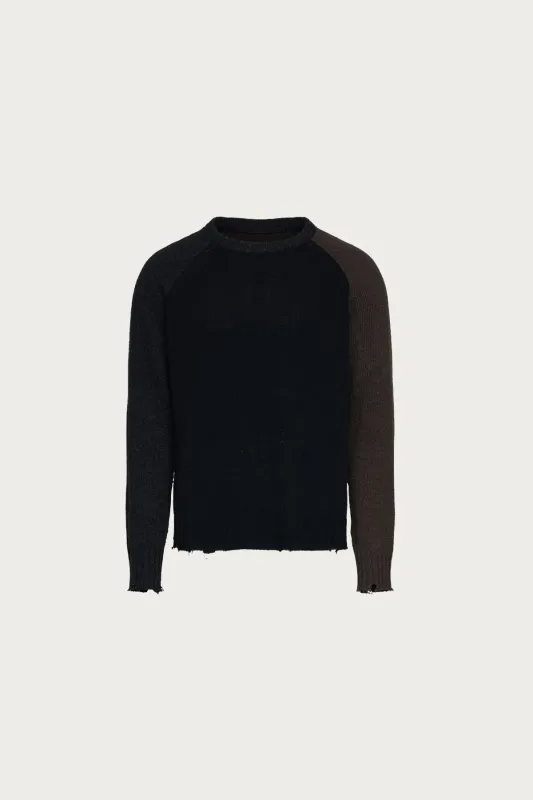 Two-Tone Crewneck Sweater - Black/Brown made by Maison Margiela