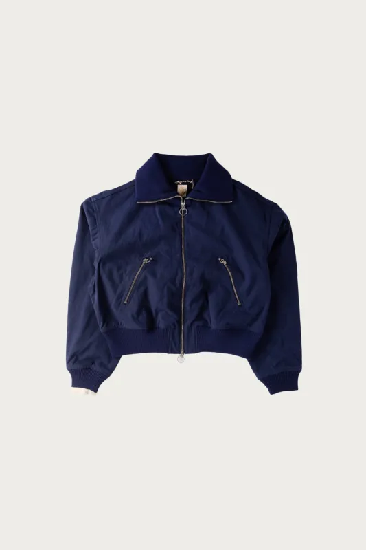 Water-Repellent Canvas ZIP-UP Blouson - Navy sold by Canoe Club