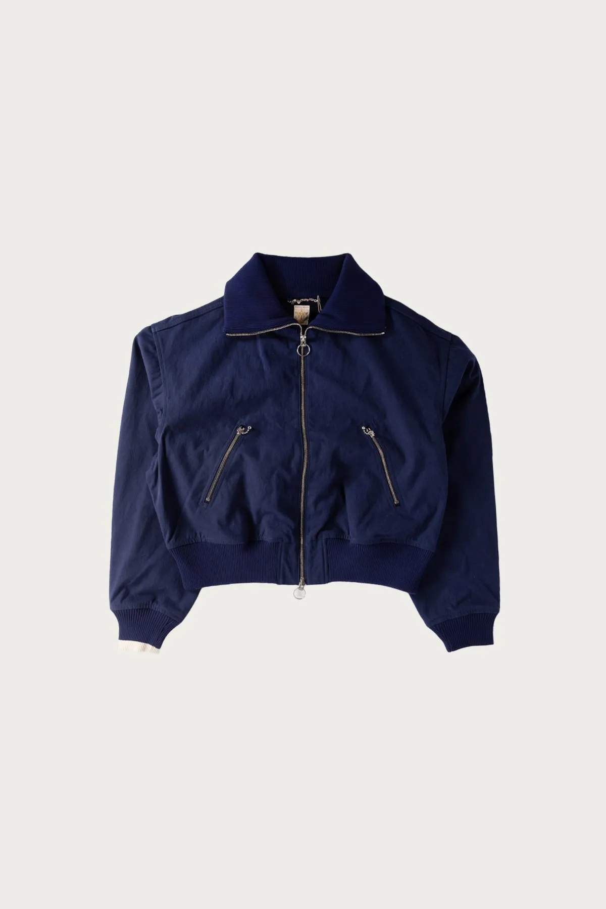 Water-Repellent Canvas ZIP-UP Blouson - Navy sold by Canoe Club
