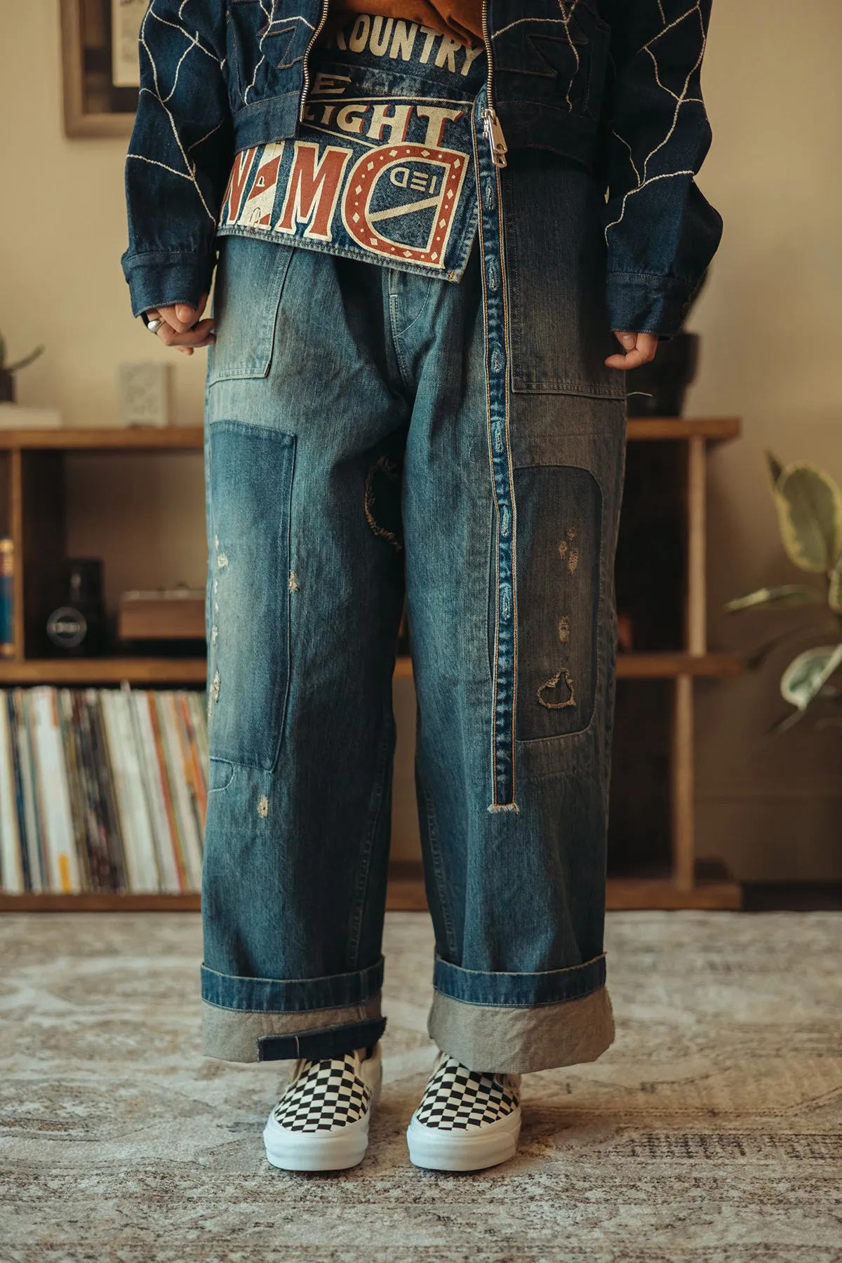 14oz Denim FATIGUE Baggy Pants (RUSHFIELD Remake) - Indigo sold by Canoe Club product image thumbnail 2
