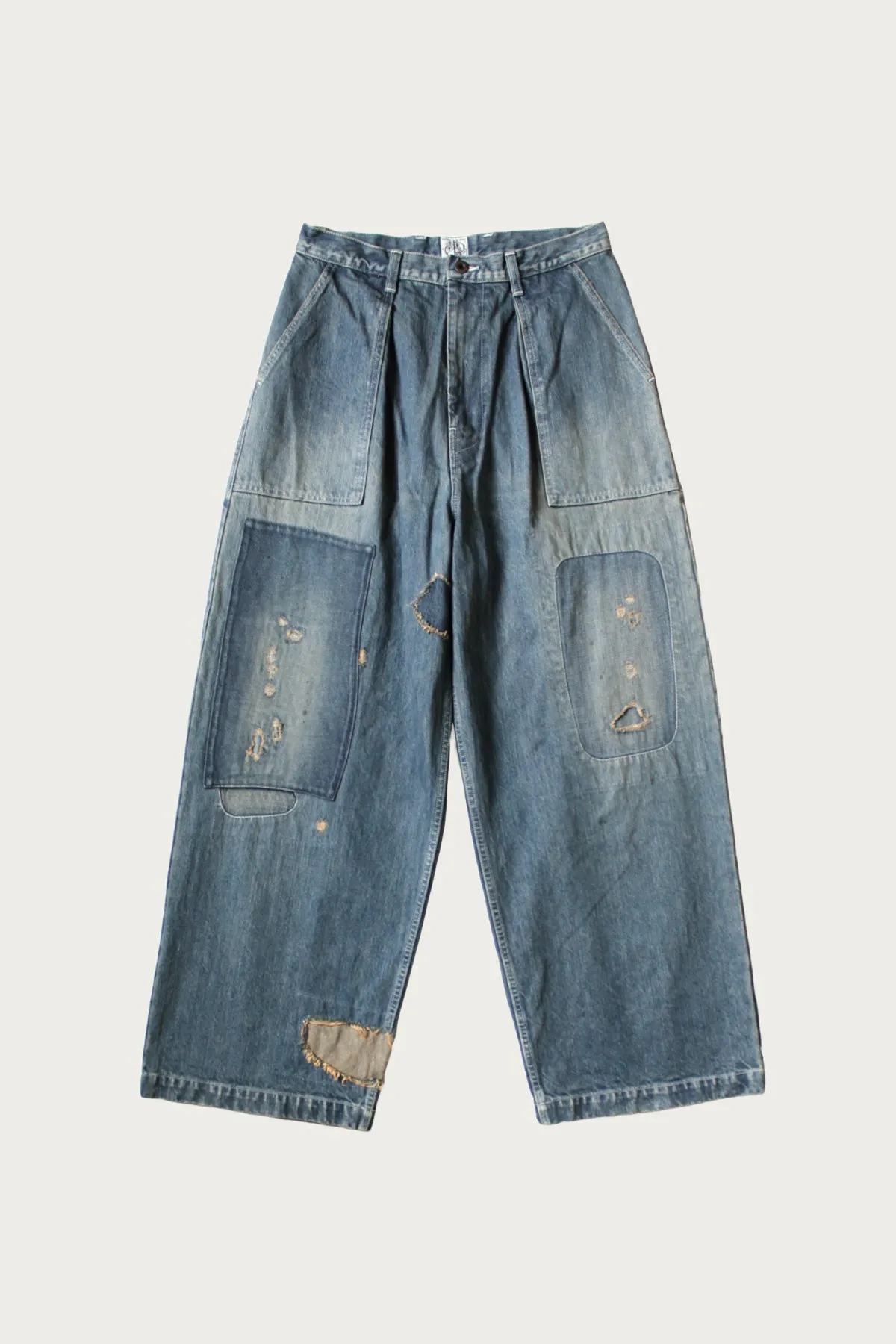 14oz Denim FATIGUE Baggy Pants (RUSHFIELD Remake) - Indigo sold by Canoe Club