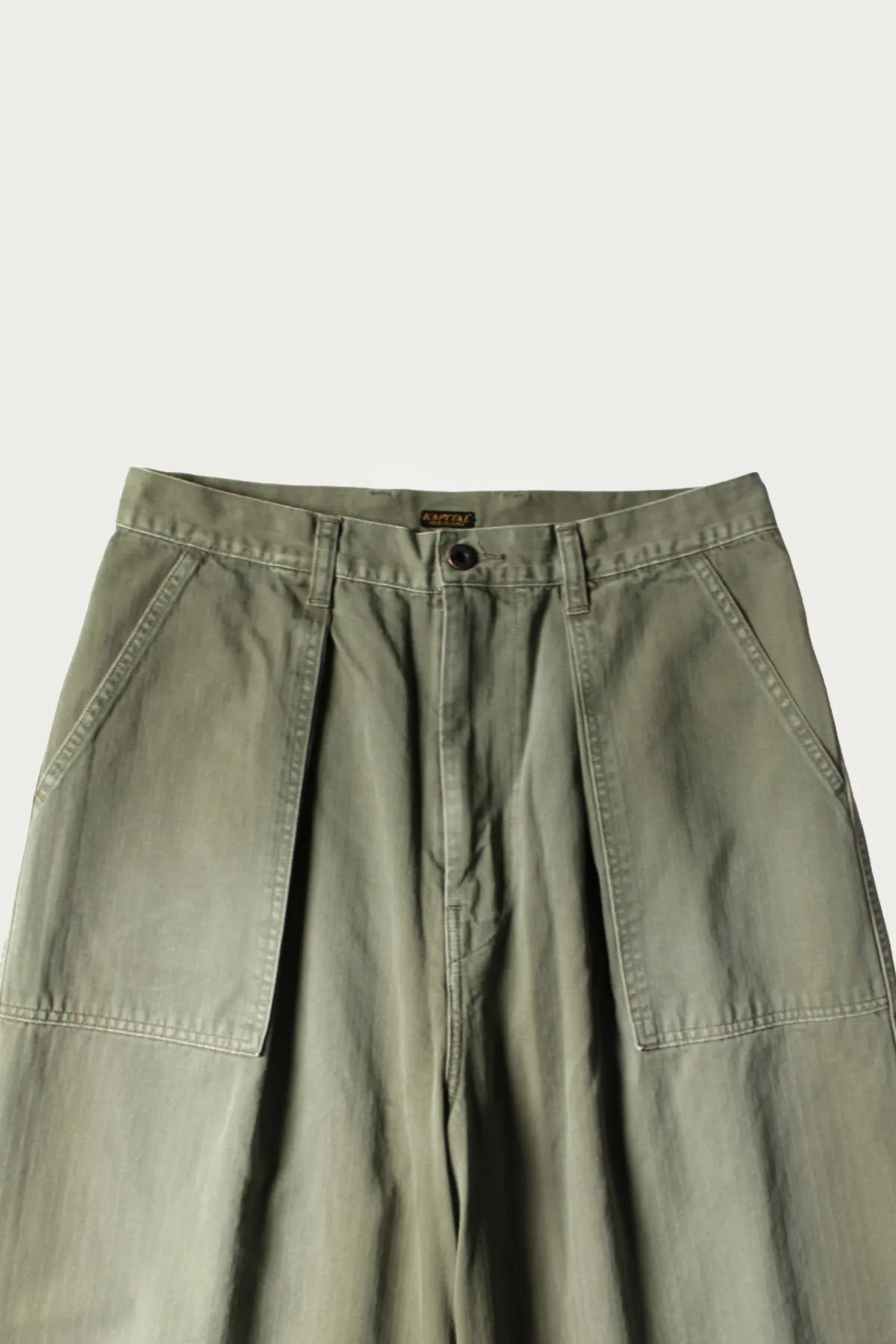 Herringbone FATIGUE Baggy Pants - Khaki sold by Canoe Club product image thumbnail 3