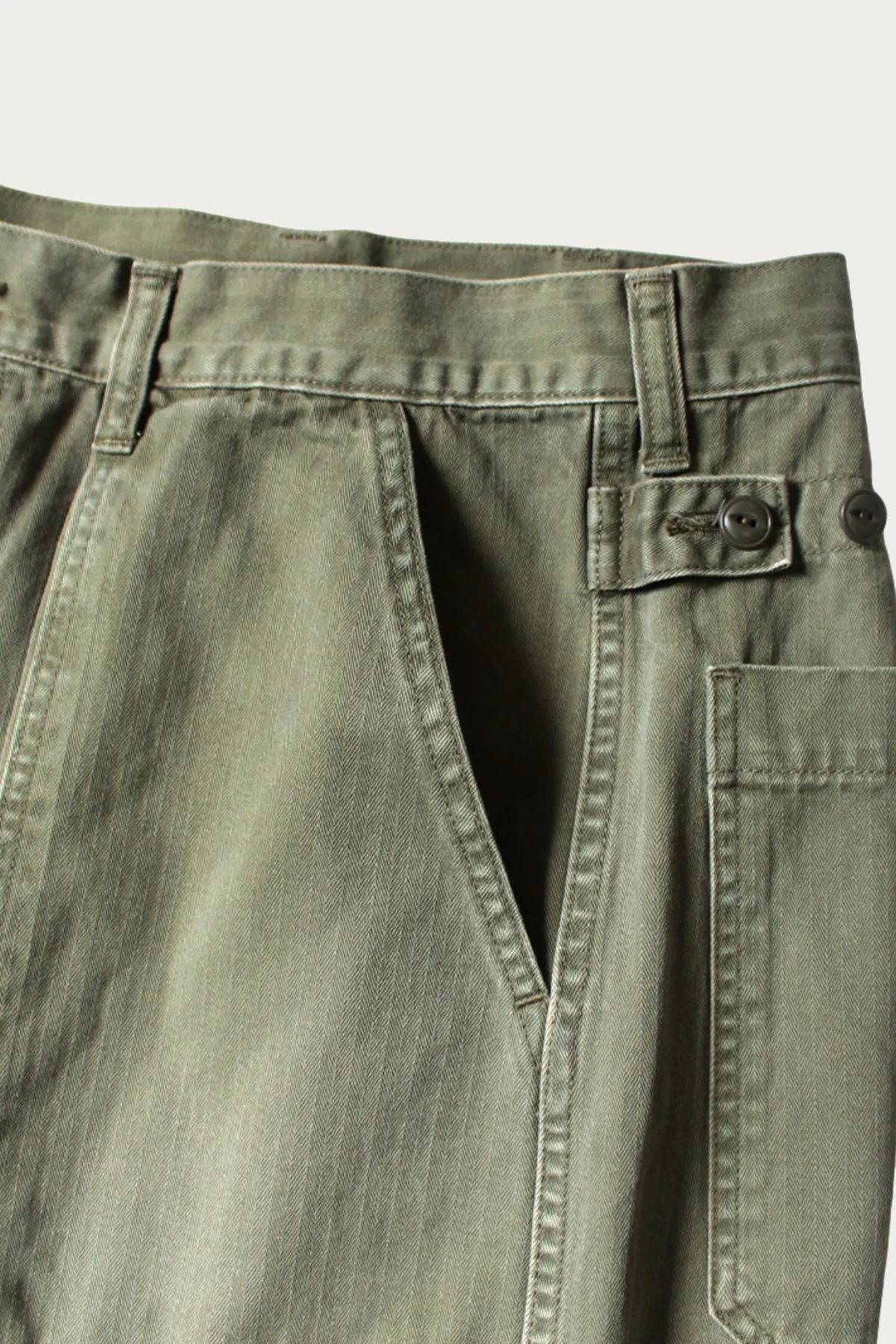Herringbone FATIGUE Baggy Pants - Khaki sold by Canoe Club product image thumbnail 5
