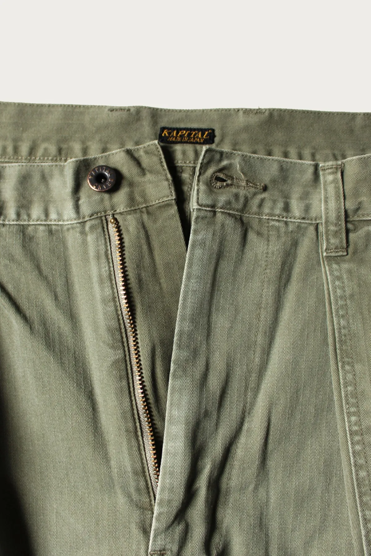 Herringbone FATIGUE Baggy Pants - Khaki sold by Canoe Club product image thumbnail 4