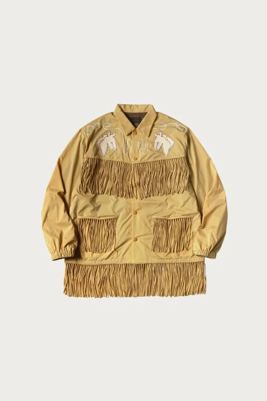 Stretch Nylon Fringed Coach JKT - Mustard sold by Canoe Club