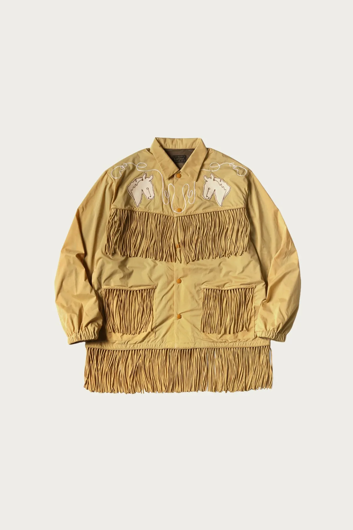 Stretch Nylon Fringed Coach JKT - Mustard sold by Canoe Club