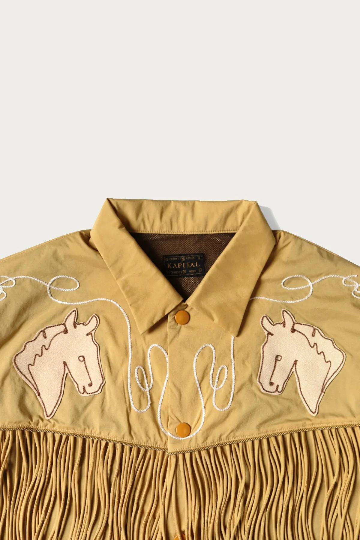 Stretch Nylon Fringed Coach JKT - Mustard sold by Canoe Club product image thumbnail 3