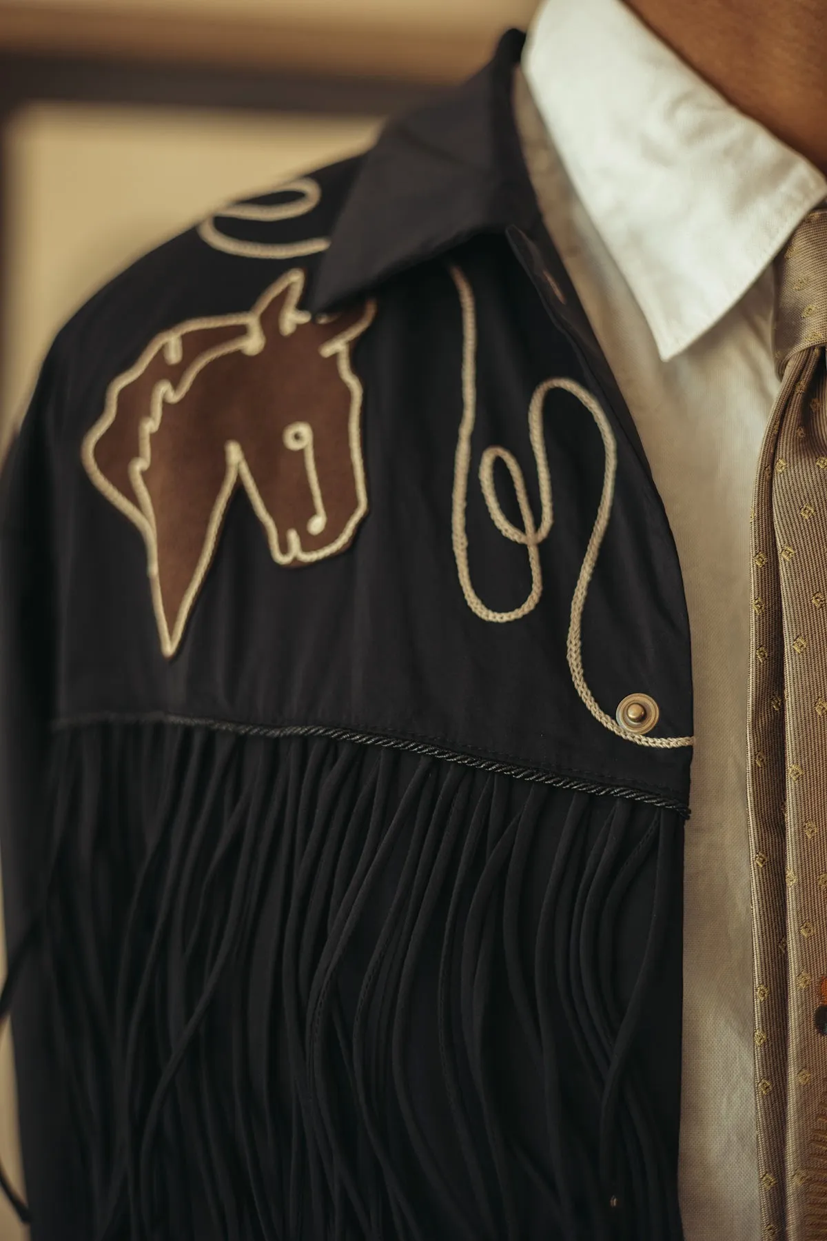 Stretch Nylon Fringed Coach JKT - Black sold by Canoe Club product image thumbnail 5