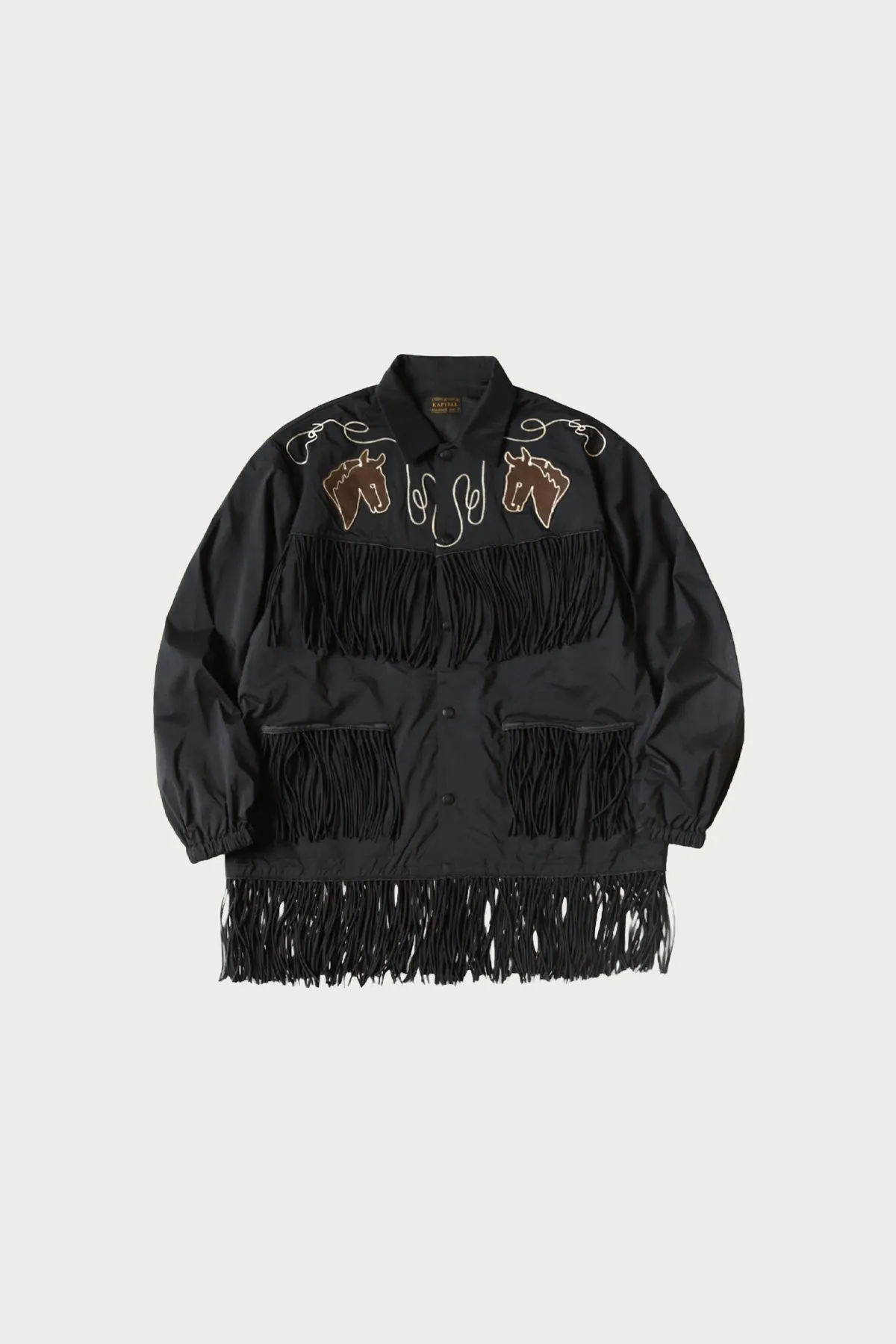 Stretch Nylon Fringed Coach JKT - Black sold by Canoe Club