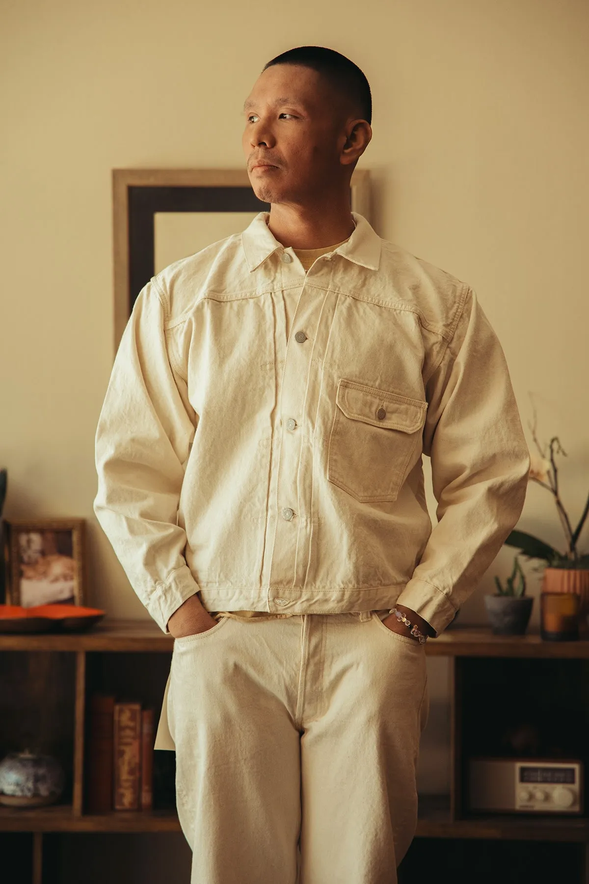 2107EC - Type 1 Denim Jacket - Ecru sold by Canoe Club product image thumbnail 2