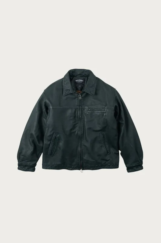 Destroyed Cowhide Leather Jacket - Washed Olive sold by Canoe Club
