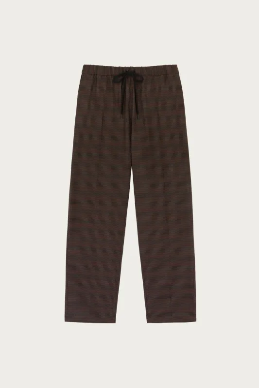 Glen Plaid Easy Trousers - Brown/Black sold by Canoe Club