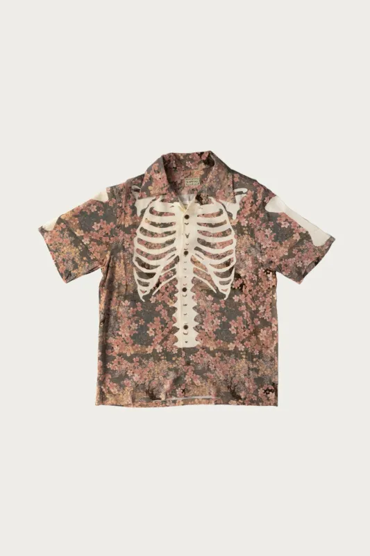 Rayon SAKURA-BONE Aloha Shirt - Khaki sold by Canoe Club