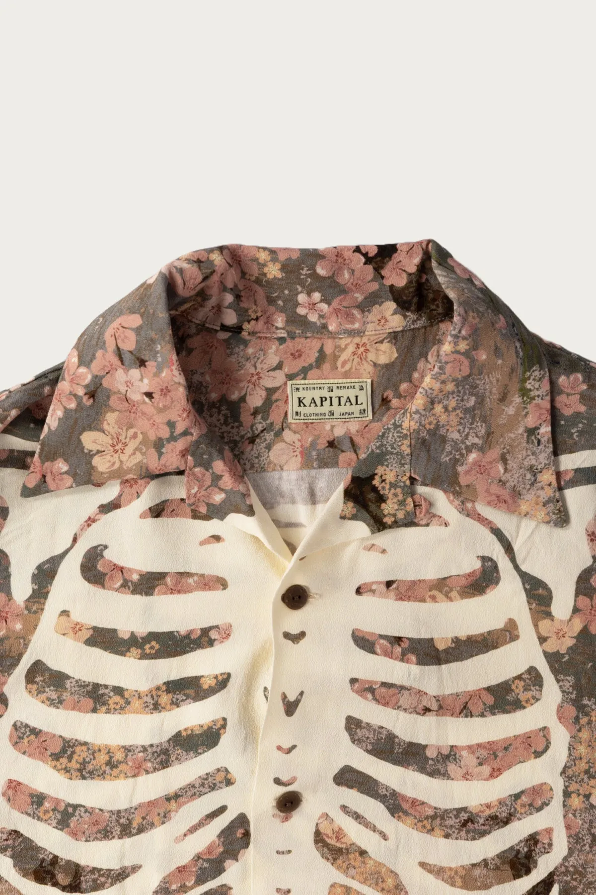 Rayon SAKURA-BONE Aloha Shirt - Khaki sold by Canoe Club product image thumbnail 2