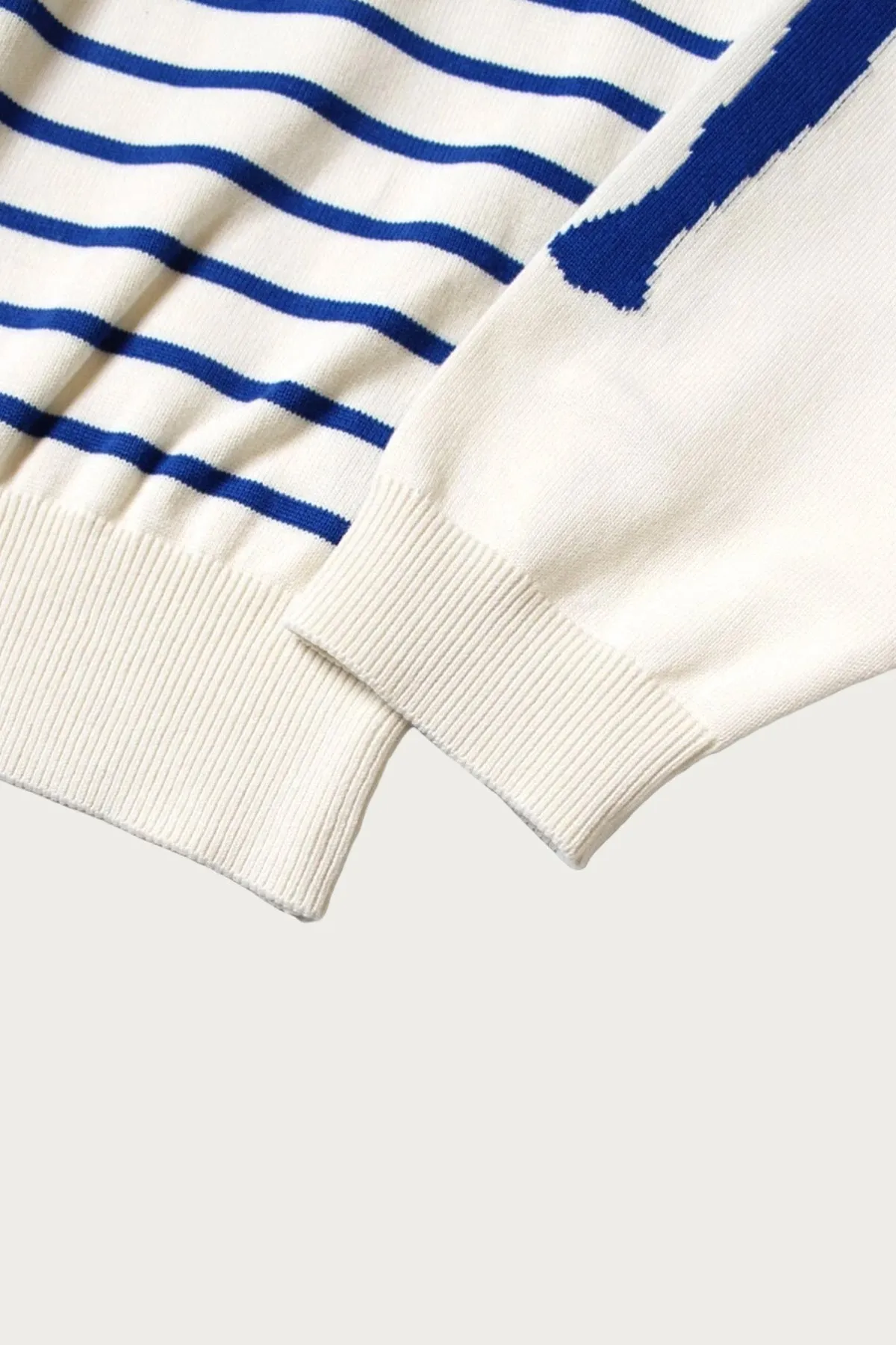 12G Panel Stripe Knit Boat-Neck Sweater (BONE Sleeve) - Navy Blue sold by Canoe Club product image thumbnail 4