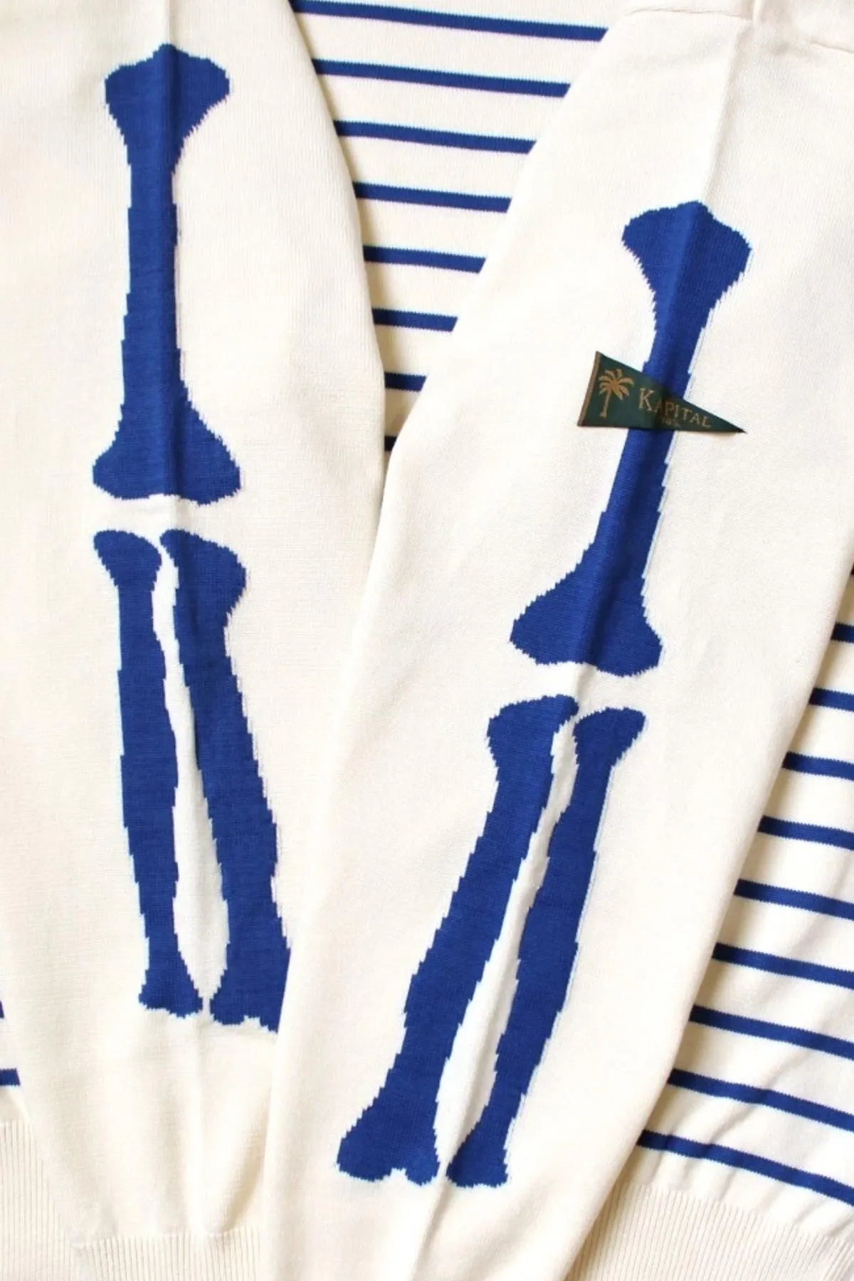 12G Panel Stripe Knit Boat-Neck Sweater (BONE Sleeve) - Navy Blue sold by Canoe Club product image thumbnail 3