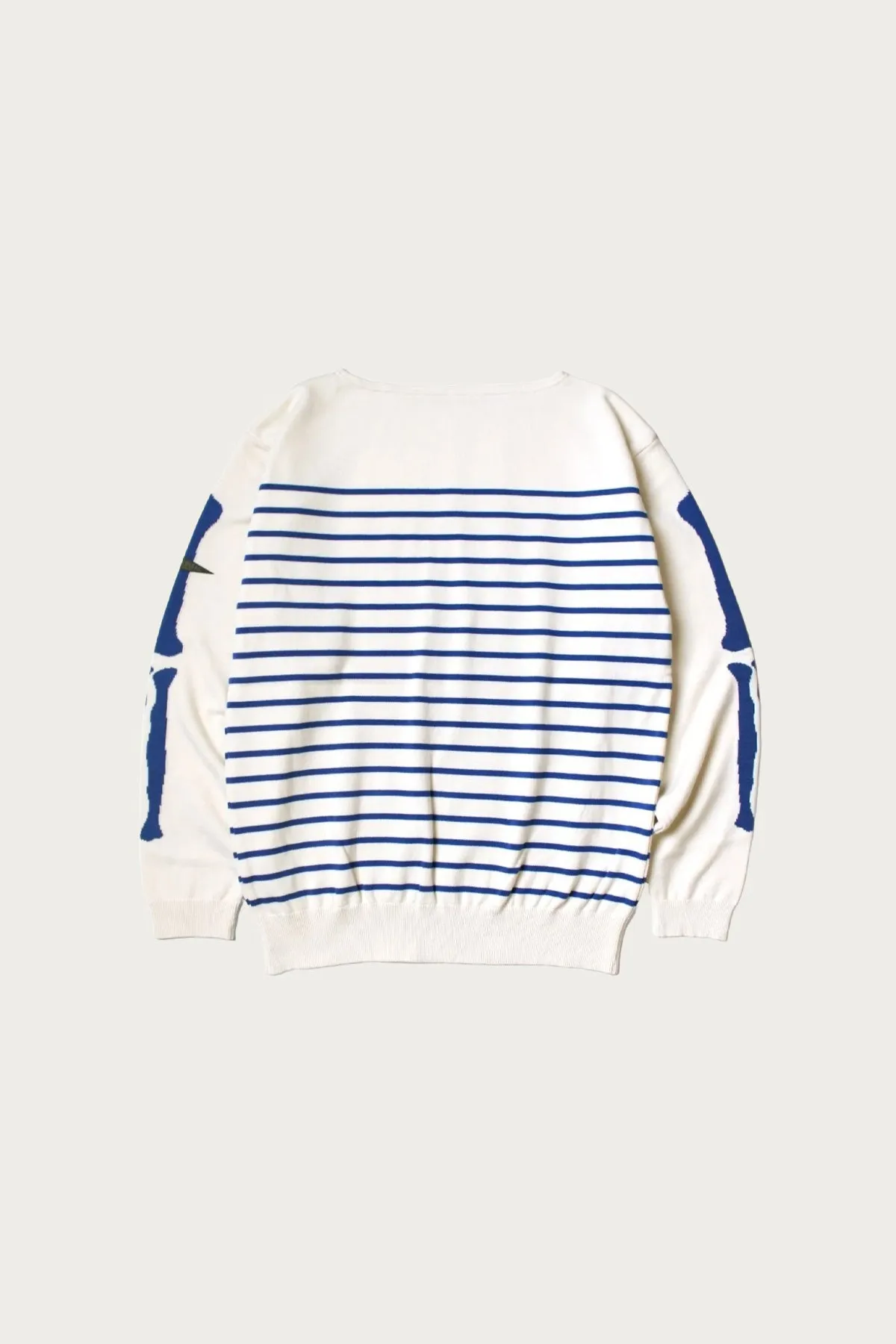 12G Panel Stripe Knit Boat-Neck Sweater (BONE Sleeve) - Navy Blue sold by Canoe Club product image thumbnail 2