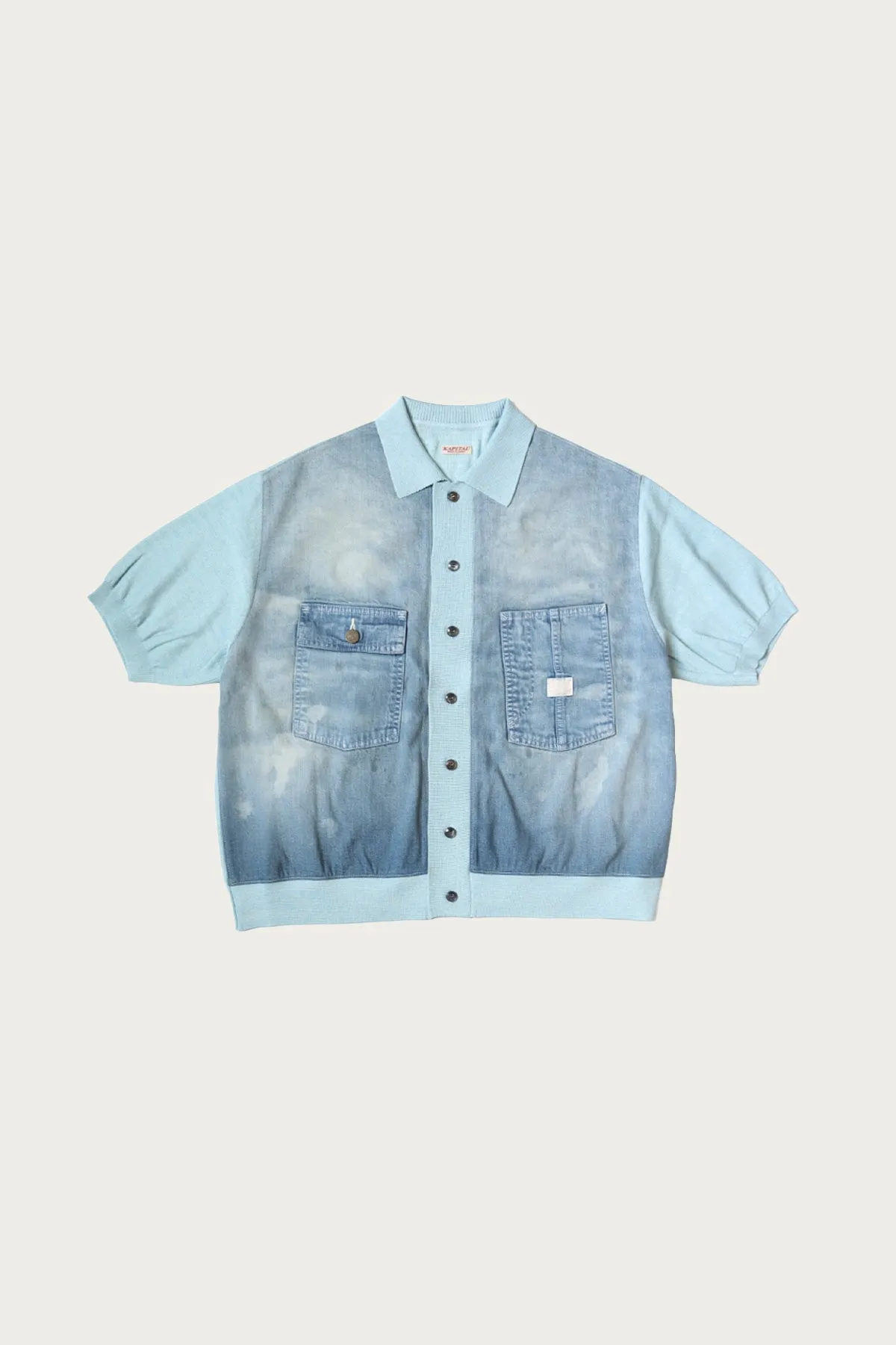 Knit x 8oz Denim Coverall Polo Shirt - Sax sold by Canoe Club